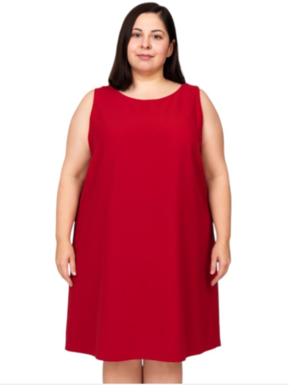 Karen Scott Plus Size 24W Red A-Line Dress Sleeveless Lined Business Casual